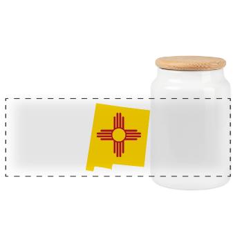 Carte du drapeau du Nouveau-Mexique de l’État des États-Unis - Boîte à biscuits avec couvercle en bois - blanc - Devant