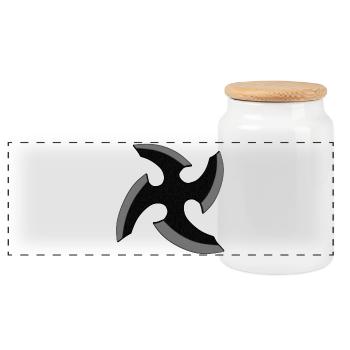 Ninja Star - Panoramic Cookie Jar with Wooden Lid - white - Front