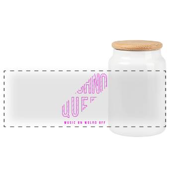 design techno queen - Boîte à biscuits avec couvercle en bois - blanc - Devant