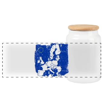 Silhouette de la carte de l’Europe Bleue - Boîte à biscuits avec couvercle en bois - blanc - Devant