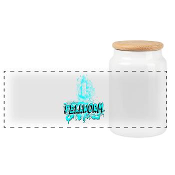 Pellworm Leuchtturm Graffiti Design - Panorama Keksdose mit Holzdeckel - Weiß - Vorne