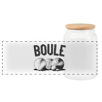Boules de boules pour les joueurs de pétanque boulen - Boîte à biscuits avec couvercle en bois - blanc - Devant