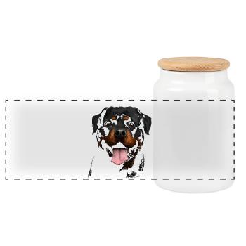 Rottweiler - Boîte à biscuits avec couvercle en bois - blanc - Devant