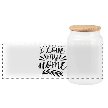 Citation drôle de la maison J’aime ma maison - Boîte à biscuits avec couvercle en bois - blanc - Devant