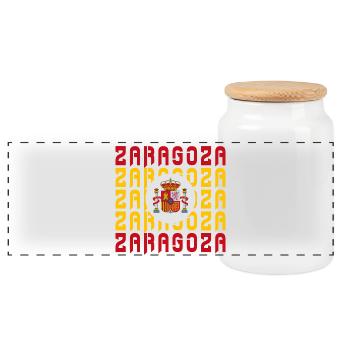 Design drapeau Espagne Saragosse - Boîte à biscuits avec couvercle en bois - blanc - Devant