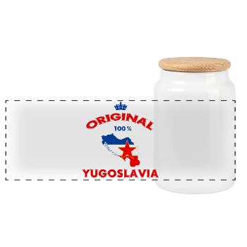 Drapeaux Yougoslavie 100% originaux - Boîte à biscuits avec couvercle en bois - blanc - Devant