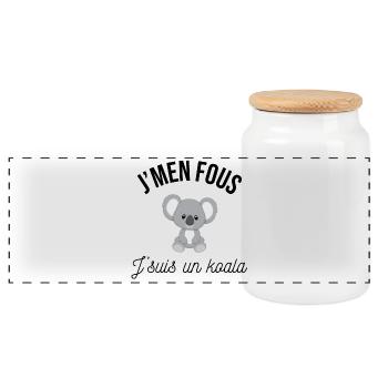 J'men fous j'suis un koala - Boîte à biscuits avec couvercle en bois - blanc - Devant