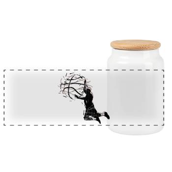 Crown Ring Silhouette - Panoramic Cookie Jar with Wooden Lid - white - Front