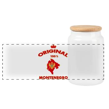 Montenegro Original 100% Flaggen Design - Panorama Keksdose mit Holzdeckel - Weiß - Vorne