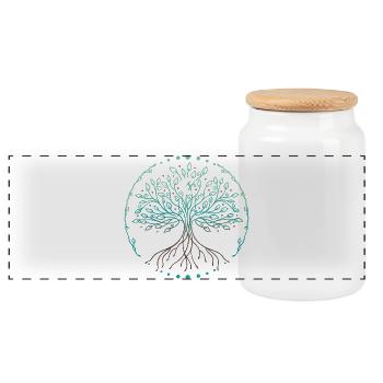 Yggdrasil World Tree of Life - Panoramic Cookie Jar with Wooden Lid - white - Front