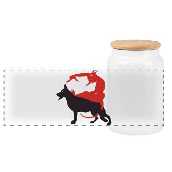 Shepherd diable - BIG - Boîte à biscuits avec couvercle en bois - blanc - Devant