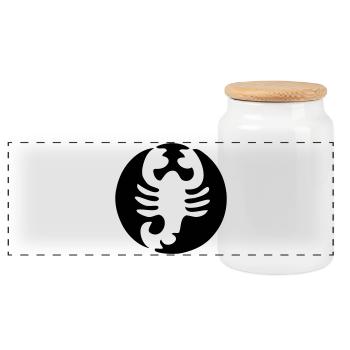 Constellation Scorpio, Horoscope - Panoramic Cookie Jar with Wooden Lid - white - Front