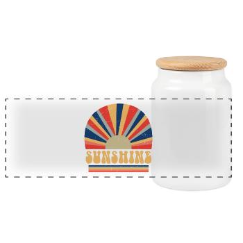 Retro 70s Style Hippie Sunshine - Panoramic Cookie Jar with Wooden Lid - white - Front