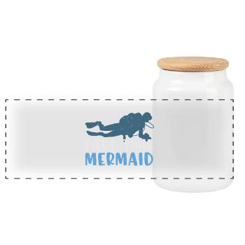 Citation de plongée sous-marine à temps partiel Sirène - Boîte à biscuits avec couvercle en bois - blanc - Devant