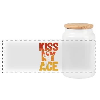 Kiss My Ace Volleyball Setter - Panoramic Cookie Jar with Wooden Lid - white - Front