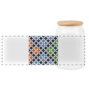 Tuiles andalouses 11 (Alhambra, Grenade) - Boîte à biscuits avec couvercle en bois - blanc - Devant
