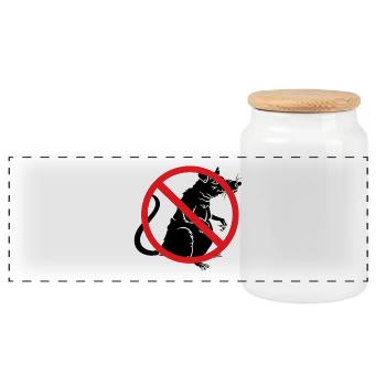 No Rats Union Anti Rats - Panoramic Cookie Jar with Wooden Lid - white - Front