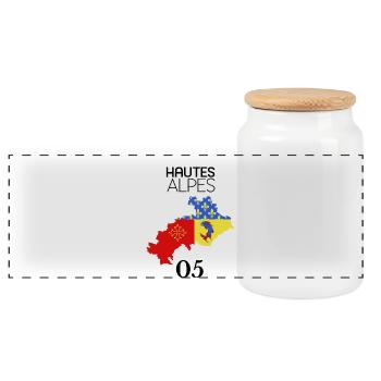 Hautes-alpes - Boîte à biscuits avec couvercle en bois - blanc - Devant