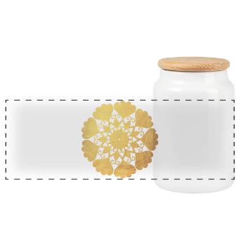 Blume Mandala Gold Yoga Ornament Sonne Zentrum om - Panorama Keksdose mit Holzdeckel - Weiß - Vorne