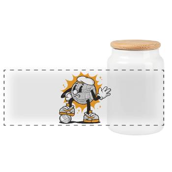 Boule Ball Pétanque Outfit for Bouler Boules - Panoramic Cookie Jar with Wooden Lid - white - Front