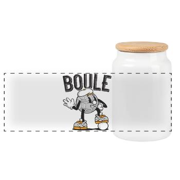 Boule Ball Pétanque Outfit for Bouler Boules - Panoramic Cookie Jar with Wooden Lid - white - Front