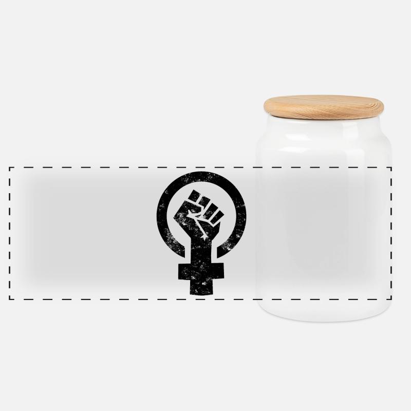 Frauen Power Venus Symbol - Panorama Keksdose mit Holzdeckel - Weiß