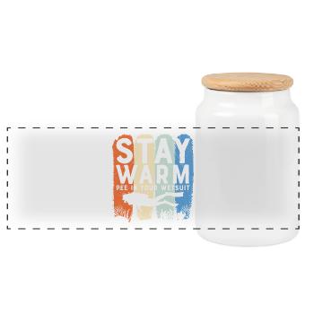 Scuba Diving Quote Stay Warm Scuba Diver - Panorama Keksdose mit Holzdeckel - Weiß - Vorne
