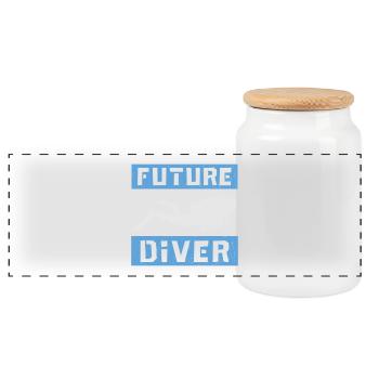 Citation plongée sous-marine Conception de plongée sous-marine Future Dive - Boîte à biscuits avec couvercle en bois - blanc - Devant