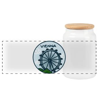 Riesenrad, Prater - Vienna, Austria - Panoramic Cookie Jar with Wooden Lid - white - Front
