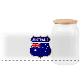Conception des drapeaux des armoiries de l’Australie - Boîte à biscuits avec couvercle en bois - blanc - Devant