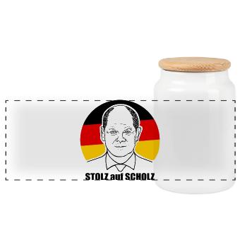 stolz auf Scholz, Bundeskanzler, Deutschland Shirt - Panorama Keksdose mit Holzdeckel - Weiß - Vorne
