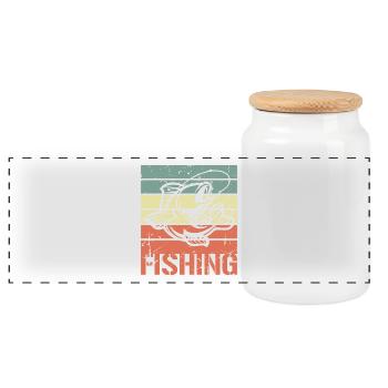 Pêche vintage - Boîte à biscuits avec couvercle en bois - blanc - Devant