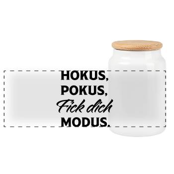 Hokus Pokus Fick Dich Modus - Panorama Keksdose mit Holzdeckel - Weiß - Vorne