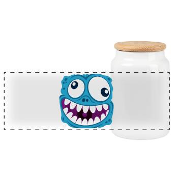 funny face - Panoramic Cookie Jar with Wooden Lid - white - Front