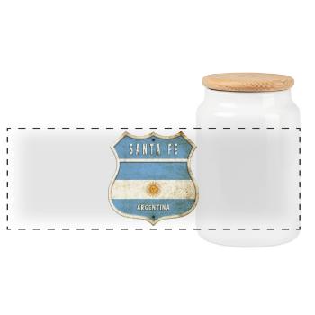 Santa Fe Argentinien Wappen Flaggen Design - Panorama Keksdose mit Holzdeckel - Weiß - Vorne