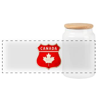 Canada Coat of Arms Flags Design - Panoramic Cookie Jar with Wooden Lid - white - Front