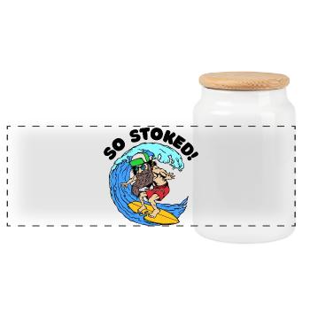 Beard Beard Wearer Beard Hairstyle Statement Beard Hair - Panoramic Cookie Jar with Wooden Lid - white - Front