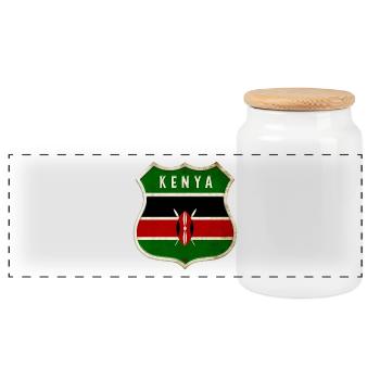 Drapeau armoiries du Kenya - Boîte à biscuits avec couvercle en bois - blanc - Devant