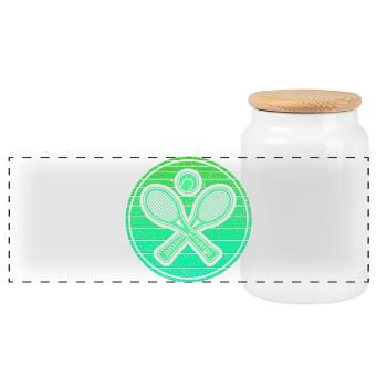 Raquettes de tennis croisées et balle de tennis - Retro Green - Boîte à biscuits avec couvercle en bois - blanc - Devant