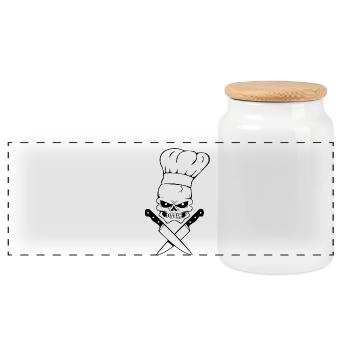 Skull cook - Panoramic Cookie Jar with Wooden Lid - white - Front