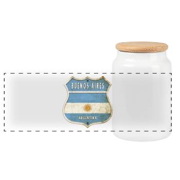 Buenos Aires Argentinien Wappen Flaggen Design - Panorama Keksdose mit Holzdeckel - Weiß - Vorne