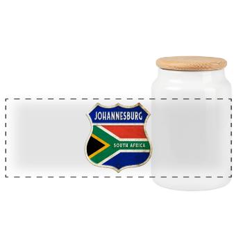 Johannesburg Afrique du Sud Armoiries Drapeaux Design - Boîte à biscuits avec couvercle en bois - blanc - Devant