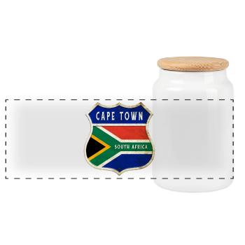 Le Cap Afrique du Sud Armoiries Drapeaux Design - Boîte à biscuits avec couvercle en bois - blanc - Devant