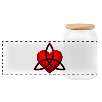 Celtic Heart Pattern - Panoramic Cookie Jar with Wooden Lid - white - Front