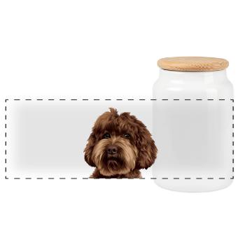 Schnoodle Doodle Dog - Panorama Keksdose mit Holzdeckel - Weiß - Vorne