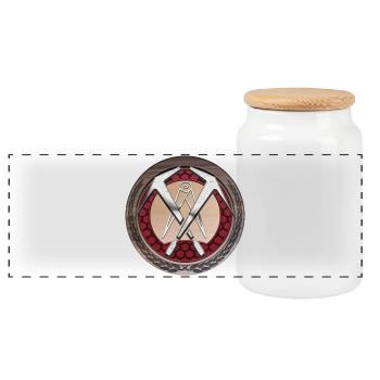Handwerk Dachdecker Emblem - Panorama Keksdose mit Holzdeckel - Weiß - Vorne