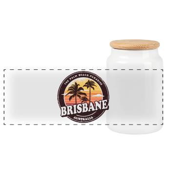 Brisbane Australien Vintage Beach Design - Panorama Keksdose mit Holzdeckel - Weiß - Vorne