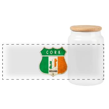 Cork Ireland Coat of Arms Flags Design - Panoramic Cookie Jar with Wooden Lid - white - Front