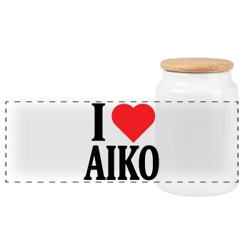 T-shirt I love Aiko t-shirt gift idea - Panoramic Cookie Jar with Wooden Lid - white - Front