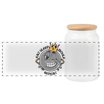Boules de boules pour bouler et pétanque king boulen - Boîte à biscuits avec couvercle en bois - blanc - Devant